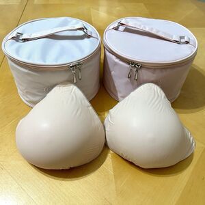 ABC Mastectomy Prosthesis Breast Forms PAIR Blush 10218 Size 9 Silicone Diamond